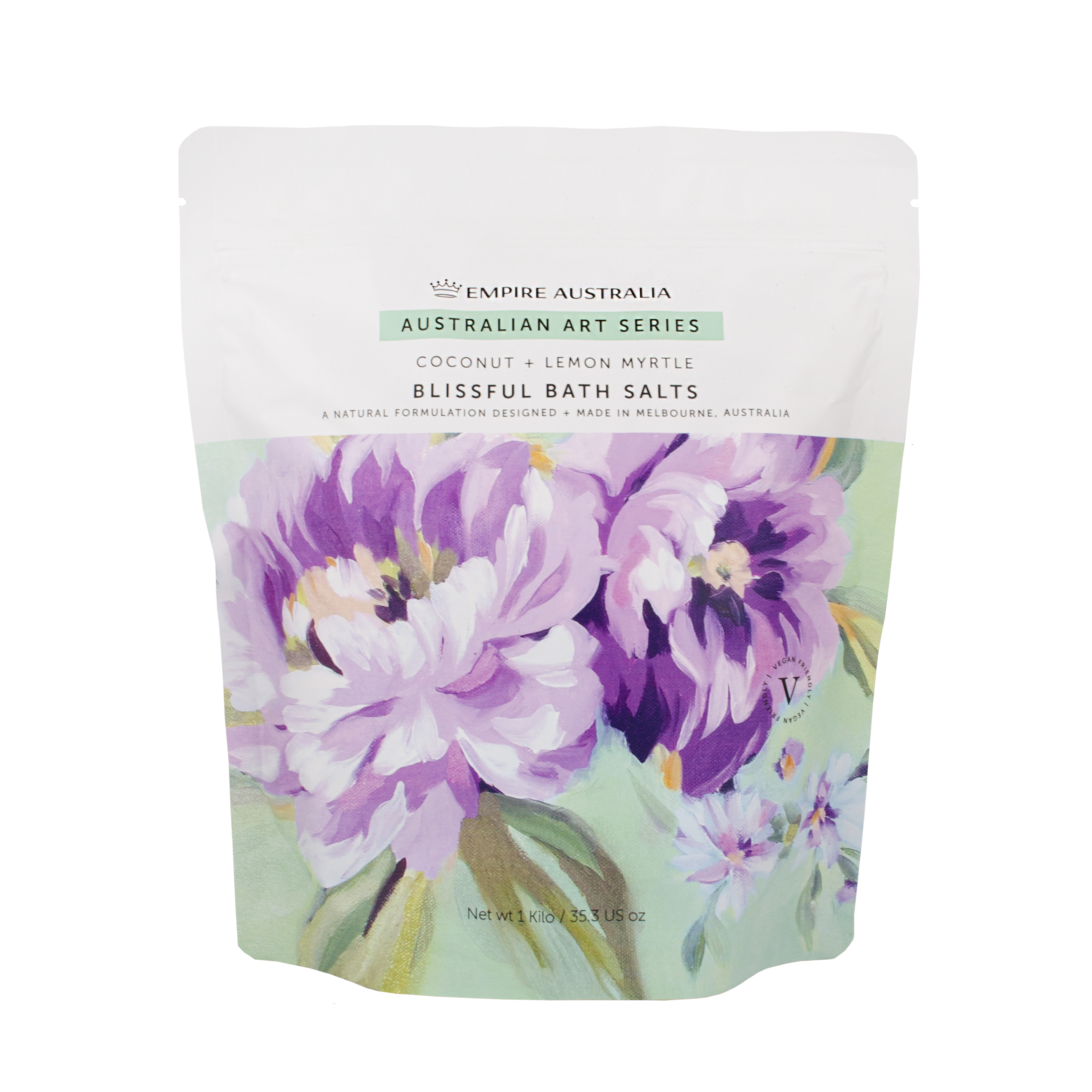 Соль для ванны EMPIRE AUSTRALIA с маслами кокоса и лимонного мирта, коллекция AUSTRALIAN ART, 1кг