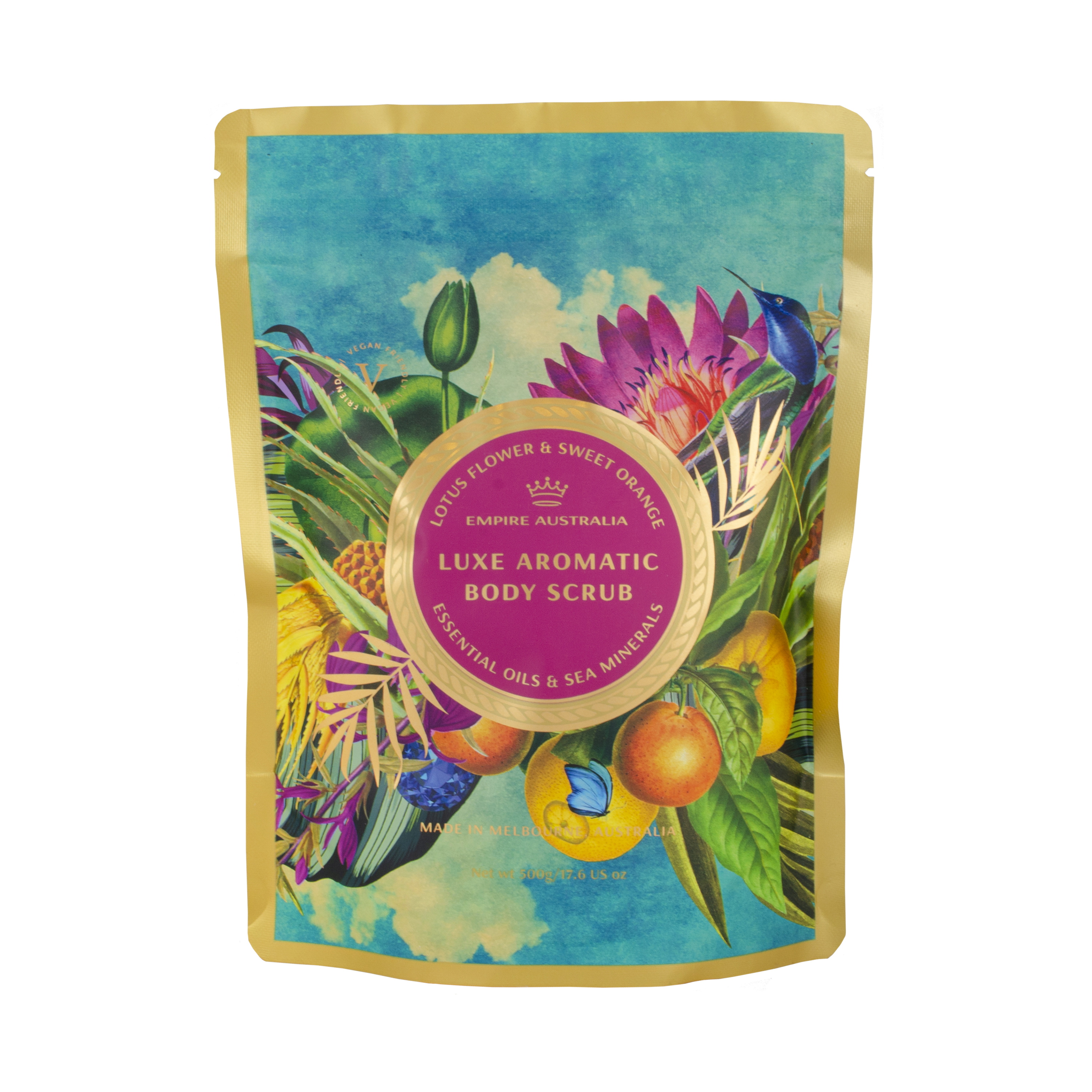 Скраб для тела EMPIRE AUSTRALIA с маслами цветка лотоса и сладкого апельсина, 500гр
