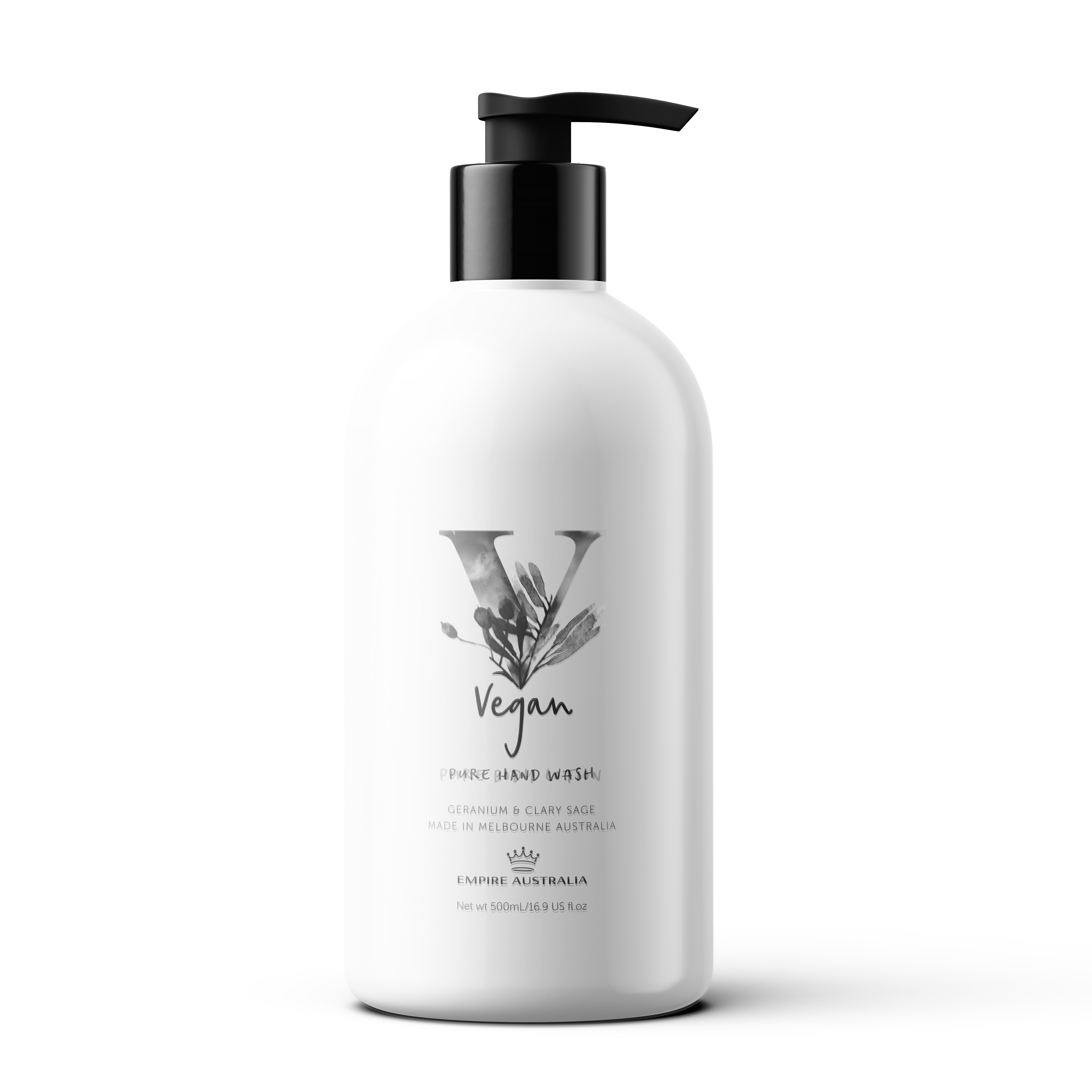 Жидкое мыло для рук EMPIRE AUSTRALIA с маслами герани и мускатного шалфея, коллекция VEGAN, 500мл