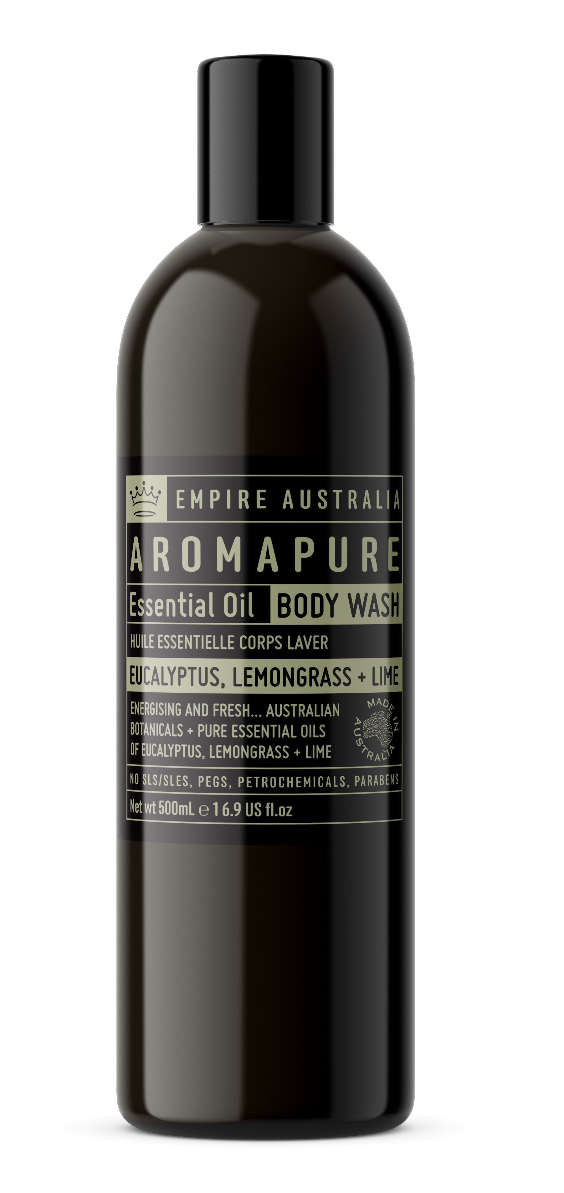 Гель для душа EMPIRE AUSTRALIA с маслами эвкалипта, лемонграсса и лайма, коллекция AROMAPURE, 500мл