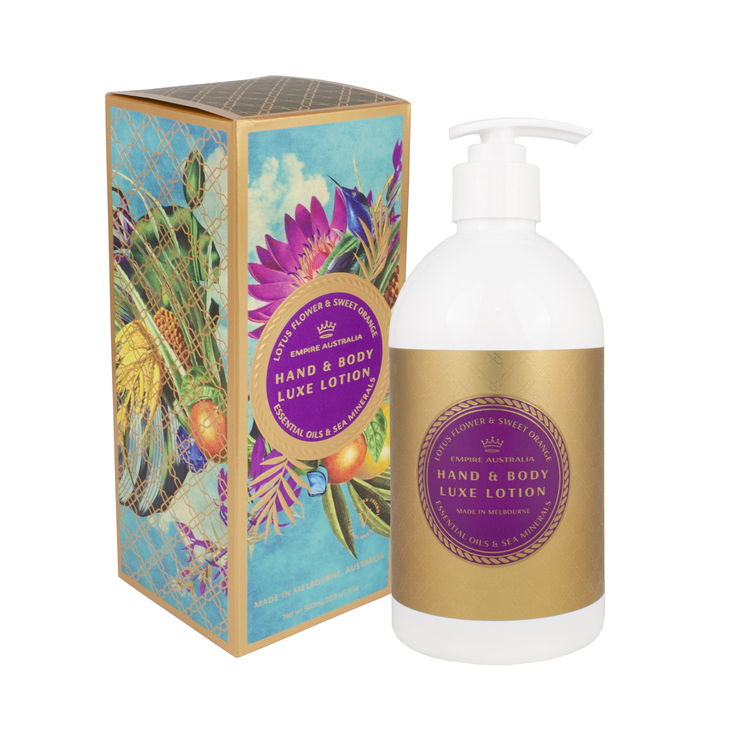 Лосьон для рук и тела EMPIRE AUSTRALIA с маслами цветка лотоса и сладкого апельсина, 500мл