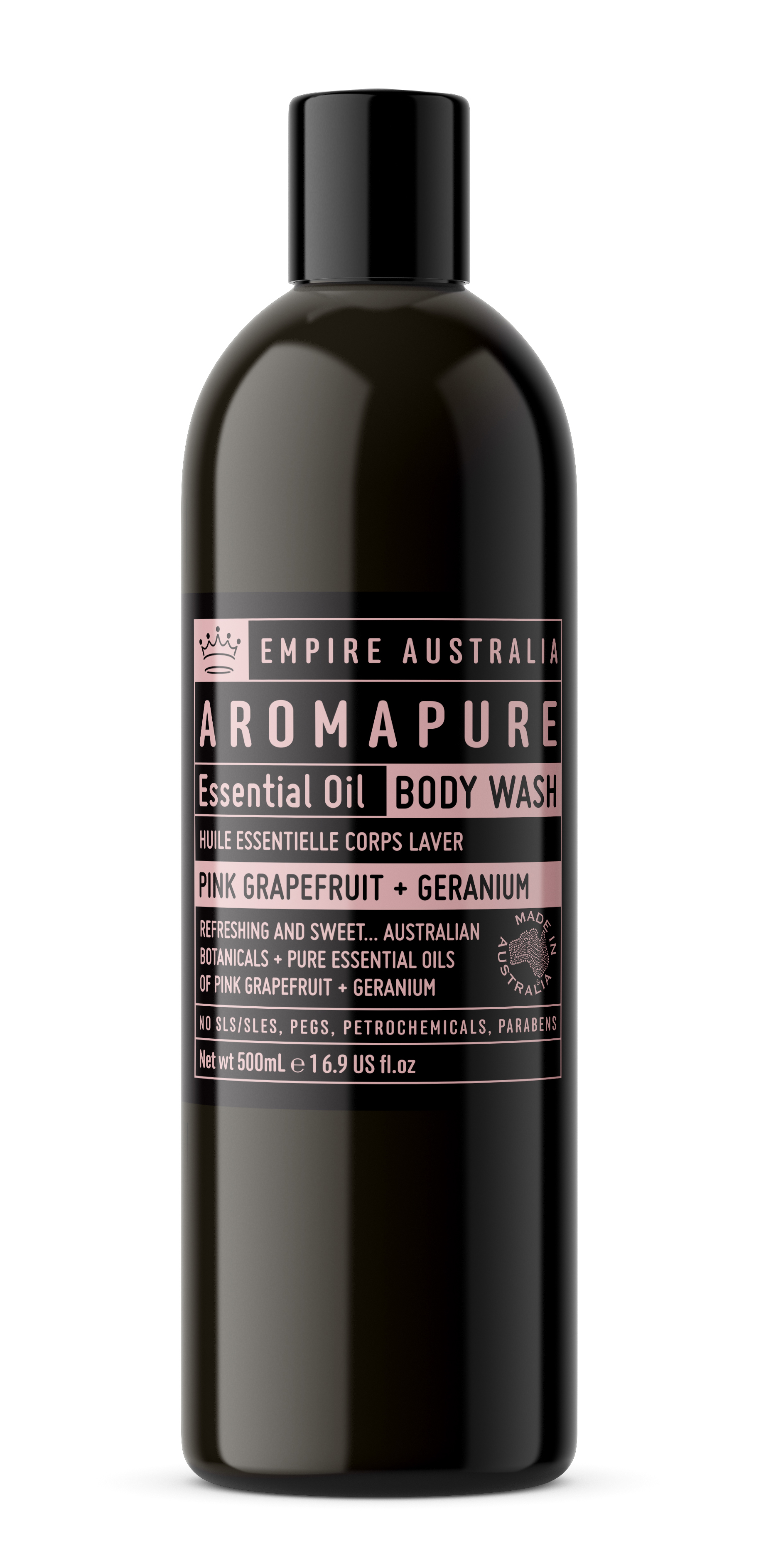 Гель для душа EMPIRE AUSTRALIA с маслами розового грейпфрута и герани, коллекция AROMAPURE, 500мл